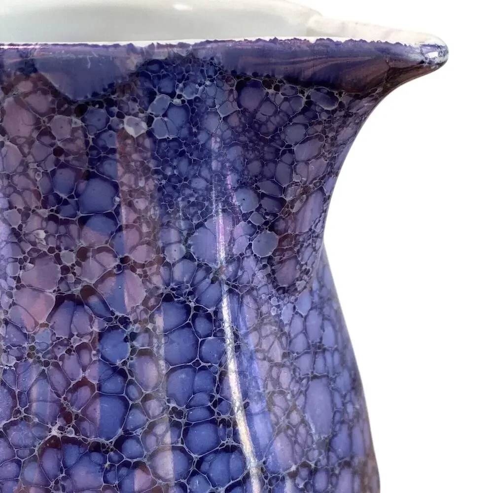 Vintage Retsch Co RCW Blue Iridescent Pitcher Wunsiedel Bavaria Germany